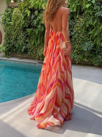 Vestido Sunset Halter – Espalda descubierta con efecto degradado