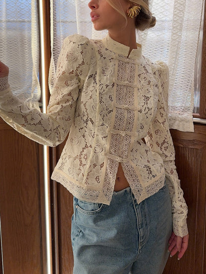 Blusa Elegance Lace – Manga larga con detalle de encaje