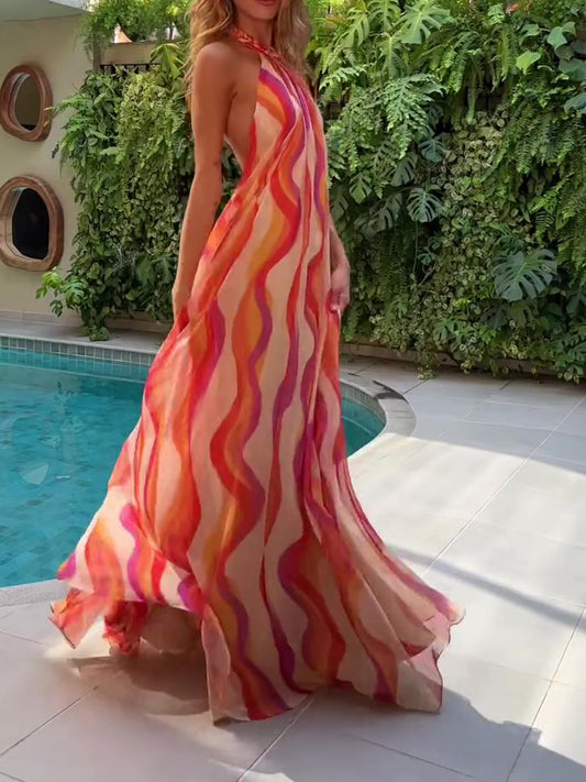 Vestido Sunset Halter – Espalda descubierta con efecto degradado